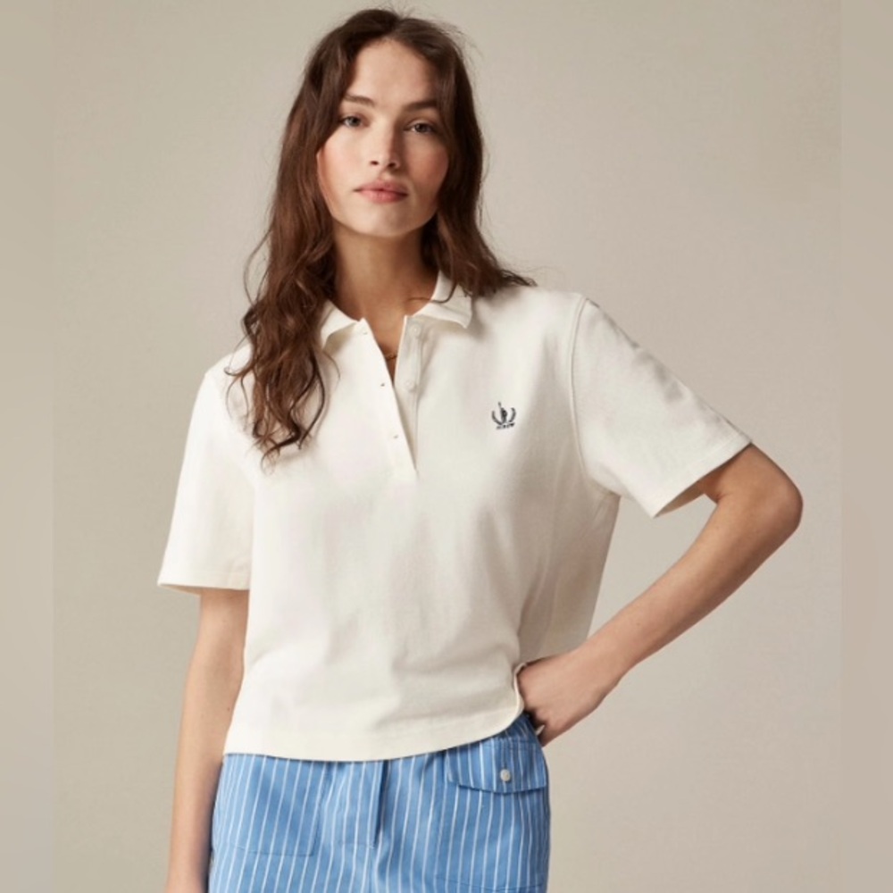 J. Crew Women's Pique Cropped Polo Shirt, Size XS